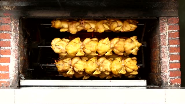 Rotisserie Chickens Cooking